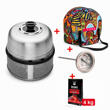 COBB Premier Air Deluxe „Iškylų starto rinkinys“ + krepšys ir 4 kg briketų dovanų